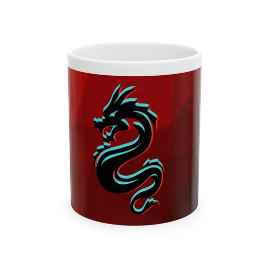 Taza de cerámica con diseño de dragón - 11 oz